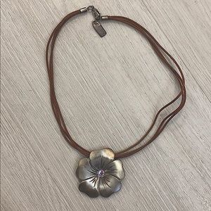 Foxy flower necklace with triple suede cord